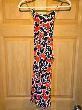 Leith Red Black White Floral Mini Dress